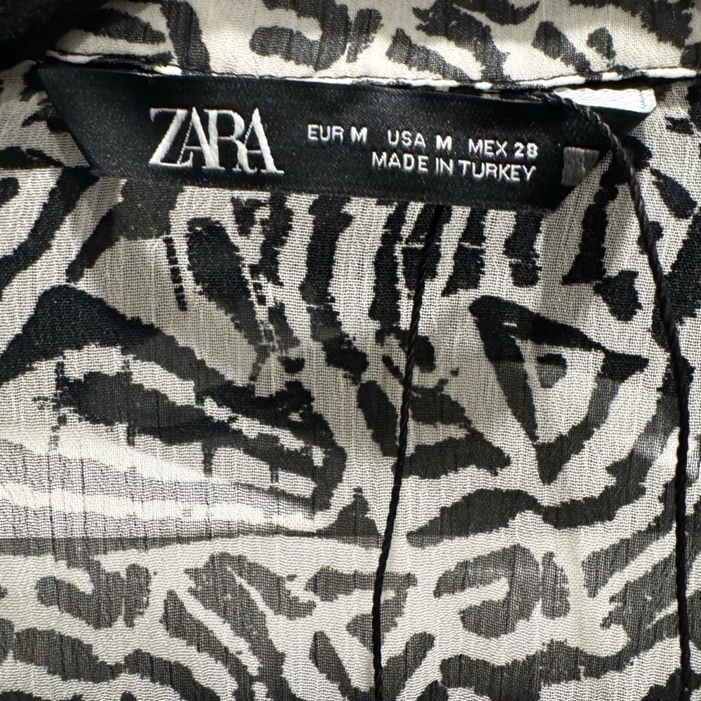 🖤🤍 ZARA Zebra Print Belted Shirt Dress – Size M | NWOT - Picture 4 of 5